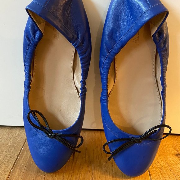 J.Crew Blue Leather Ballet Flats with Bow - Picture 9 of 11
